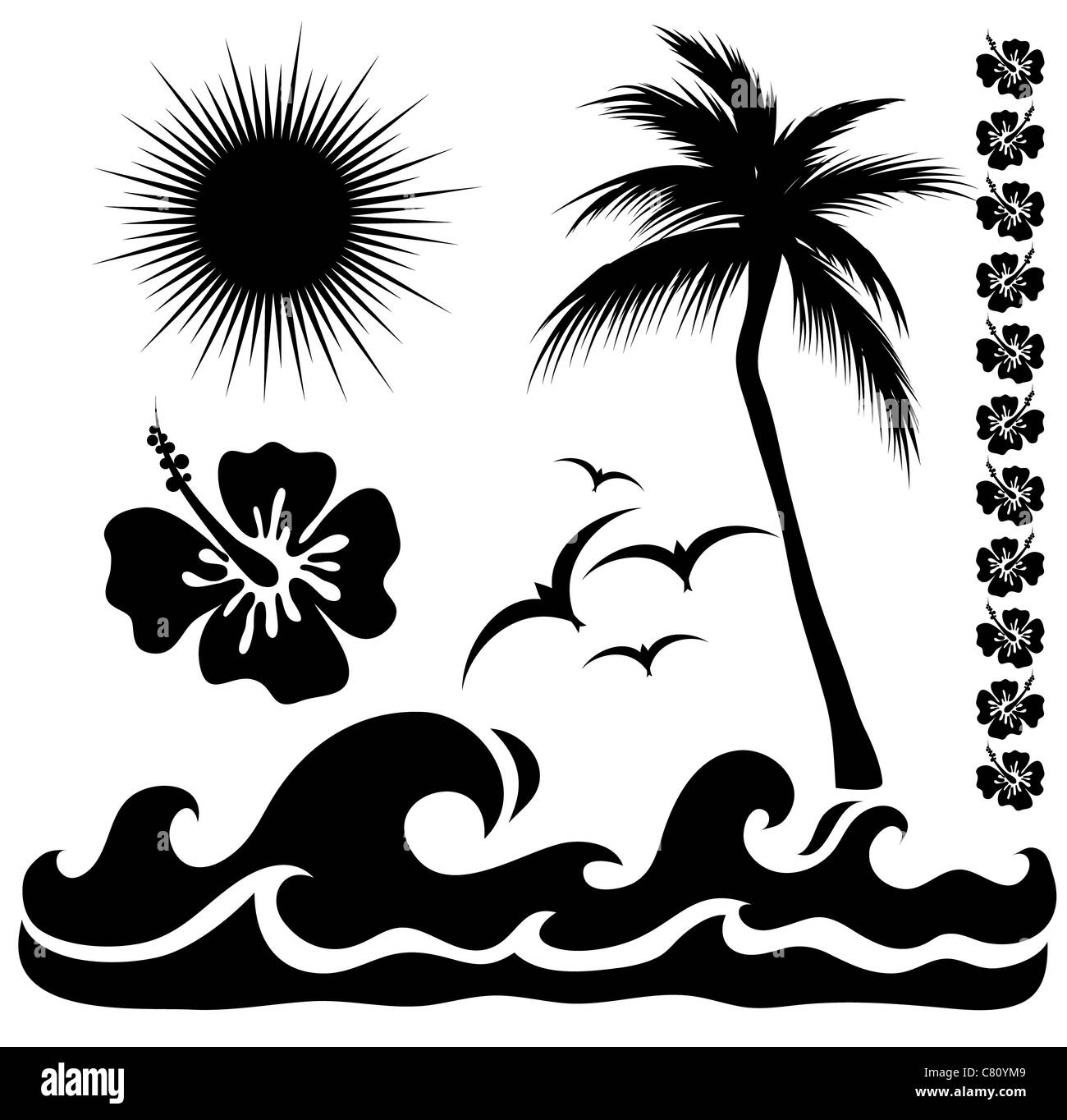 summer silhouettes isolated on white background Stock Photo - Alamy