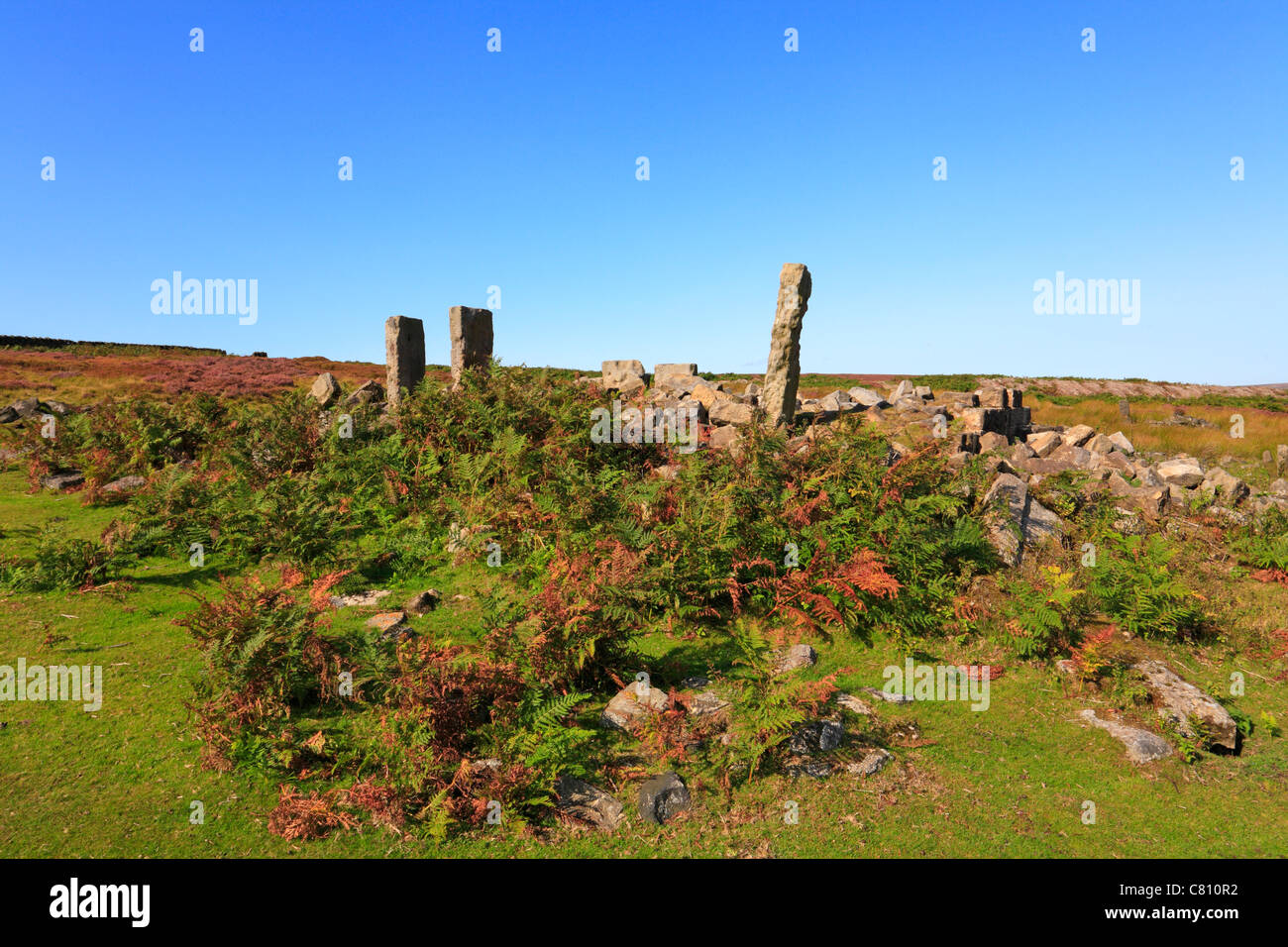 Ruins of North America Farm on Midhope Moors, Langsett near Barnsley, South Yorkshire, Peak District National Park, England, UK. Stock Photo