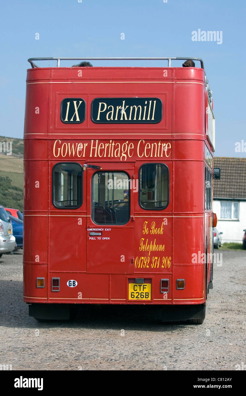 Gower Heritage Center old open top Leyland bus giving guided tours of