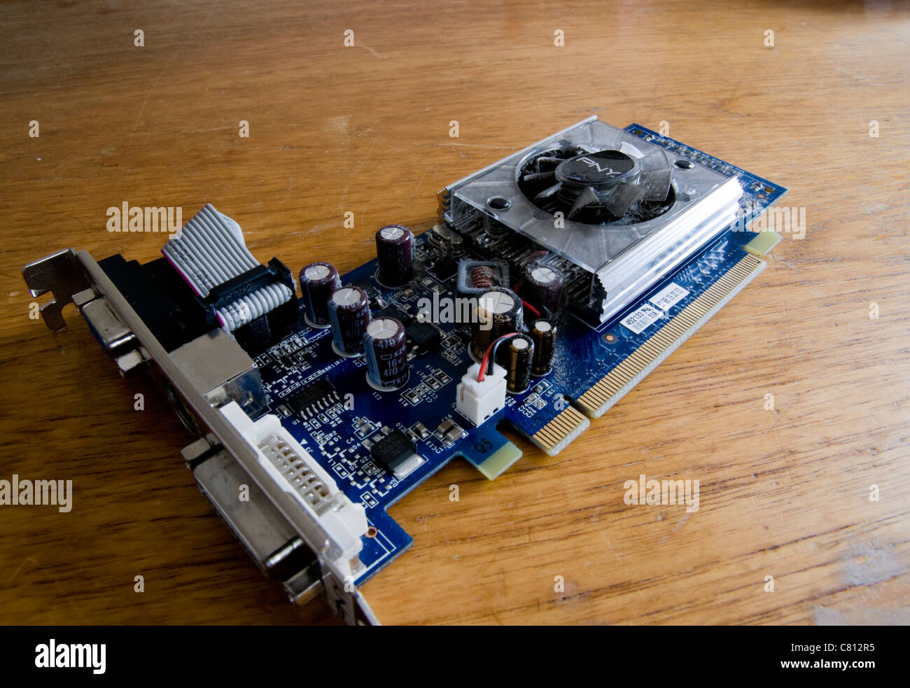Broken PCI-Express Graphics card Stock Photo