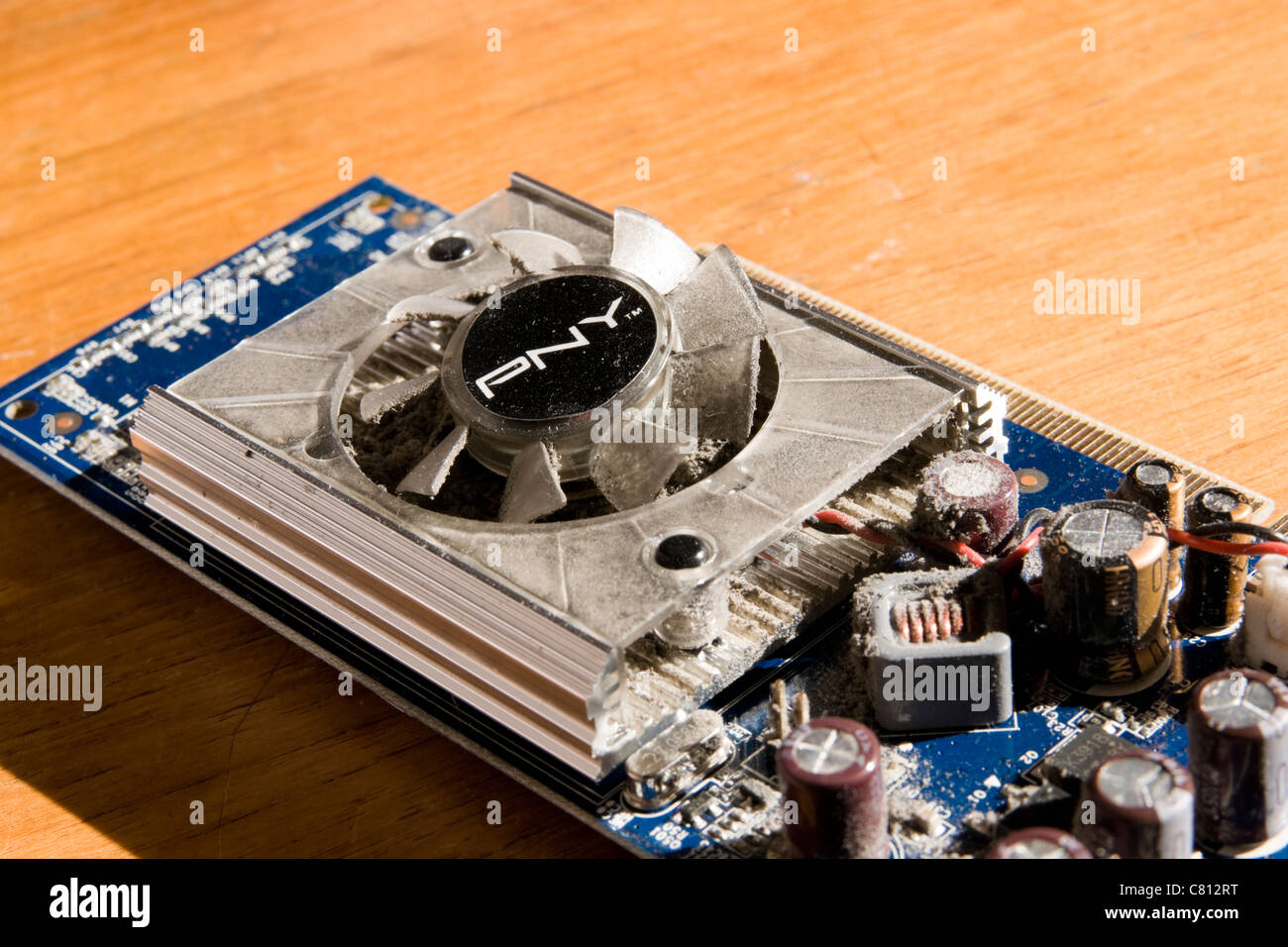Broken PCI-Express Graphics card Stock Photo