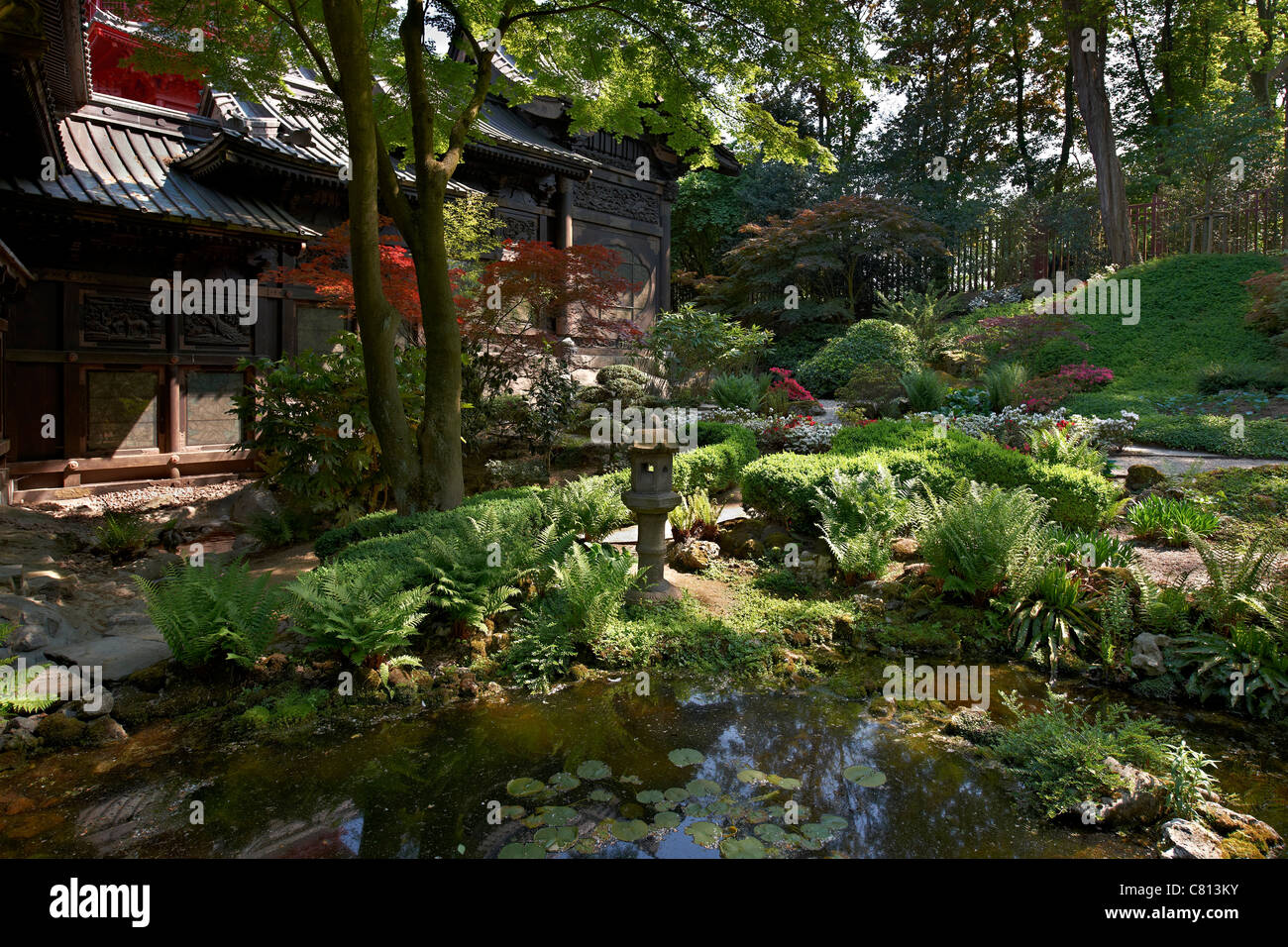 garden of Japanese Tower, Brussels, Belgium, Europe Stock Photo Alamy