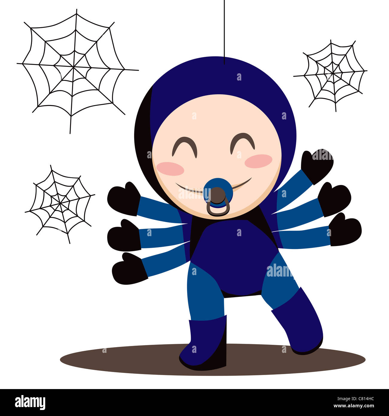 Cute sweet baby boy wearing spider costume Stock Photo