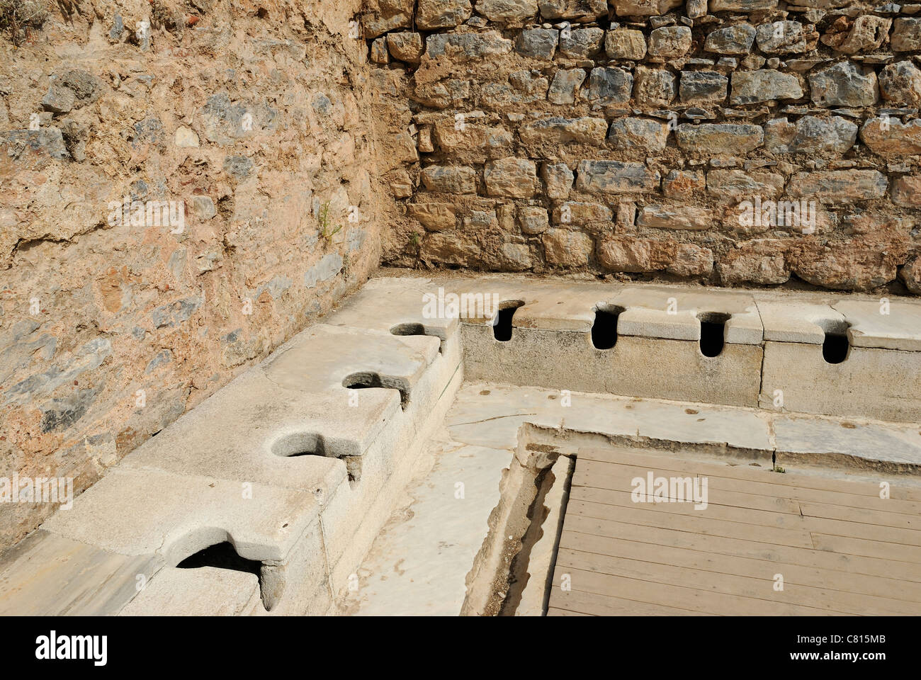 Ephesus, UNESCO World Heritage Site. Ancient latrine, communal toilet