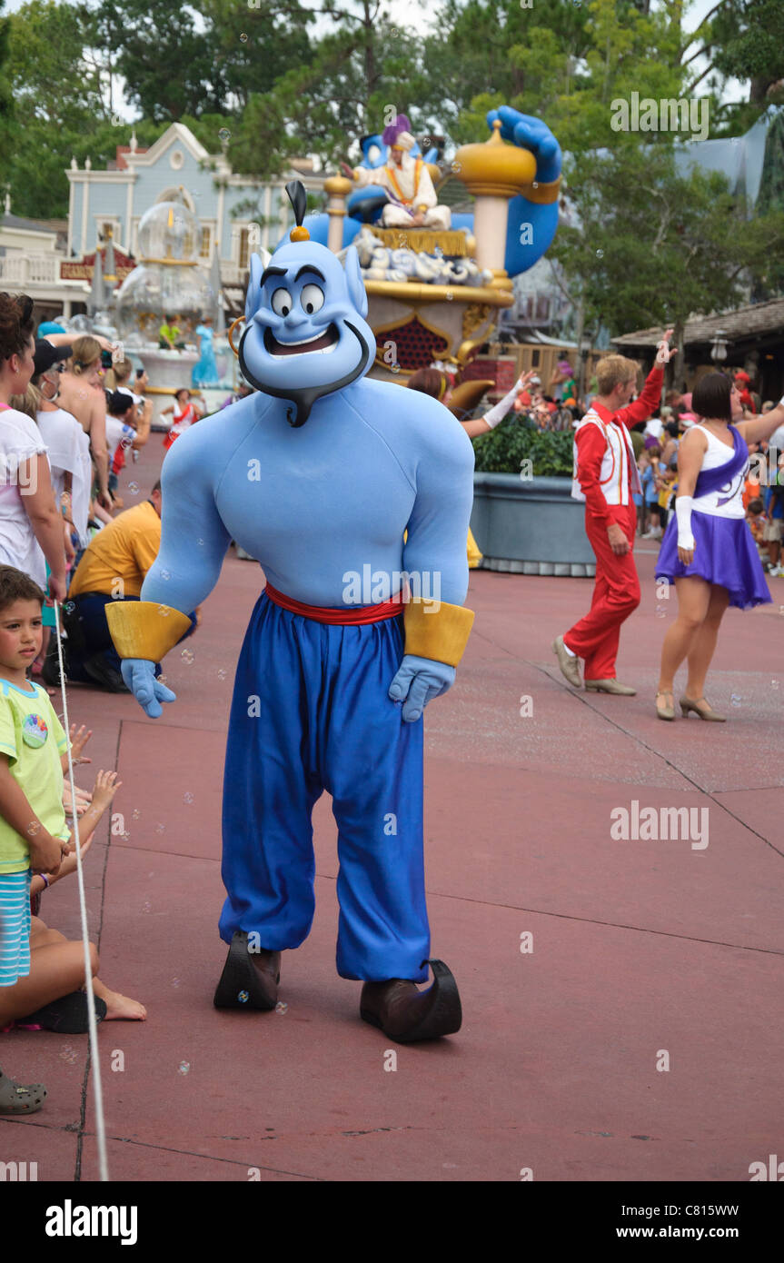 walt disney world florida magic kingdom celebrate a dream come true parade  Aladdin's genie Stock Photo - Alamy