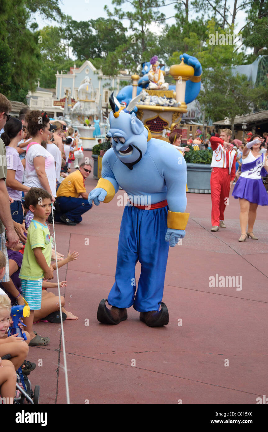 walt disney world florida magic kingdom celebrate a dream come true parade  Aladdin's genie Stock Photo - Alamy