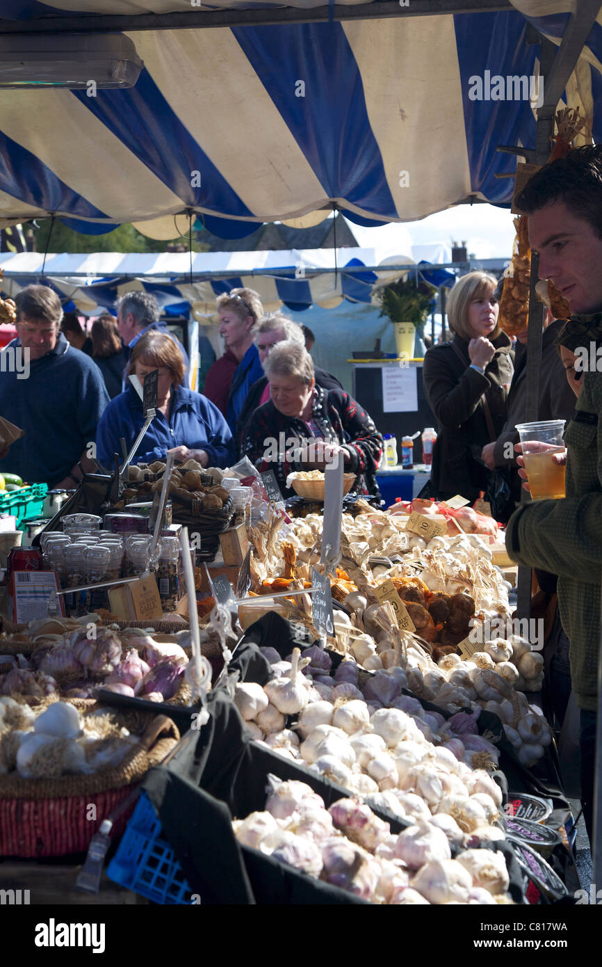 Garlic stall, Abergavenny Food Festival 2011 Stock Photo