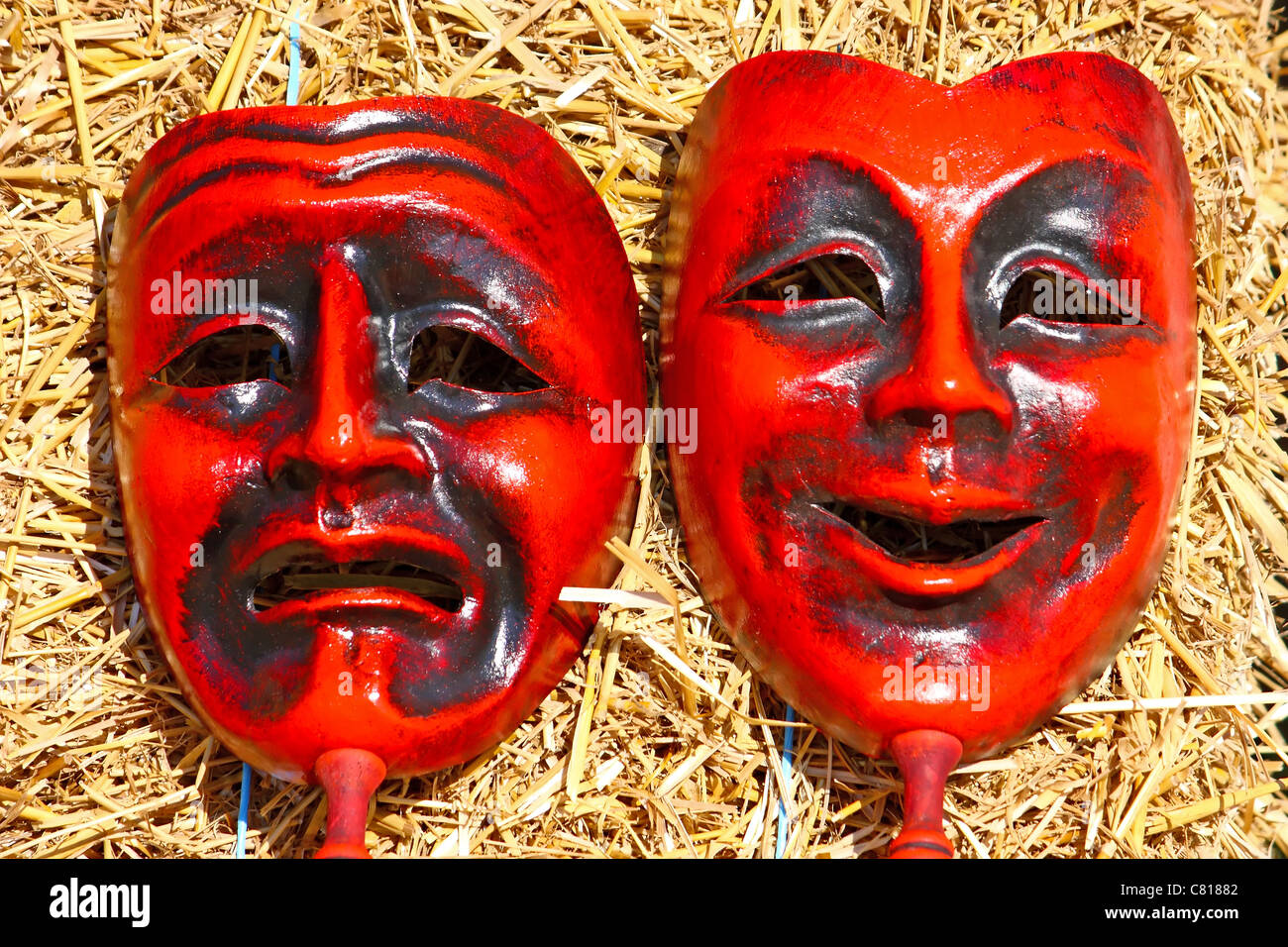 Two masks, comedy and tragedy face masks Stock Photo