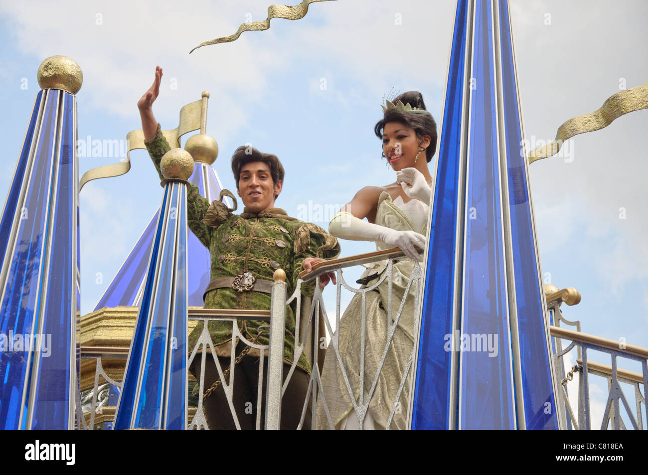 walt disney world florida magic kingdom celebrate a dream come true parade tiana and prince naveen princess and the frog Stock Photo