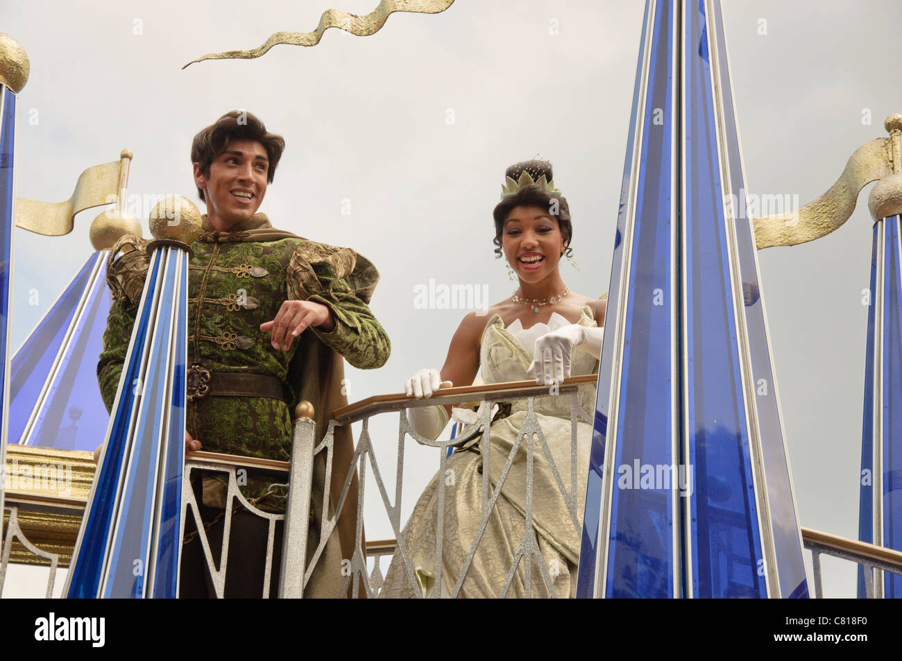 walt disney world florida magic kingdom celebrate a dream come true parade tiana and prince naveen princess and the frog Stock Photo