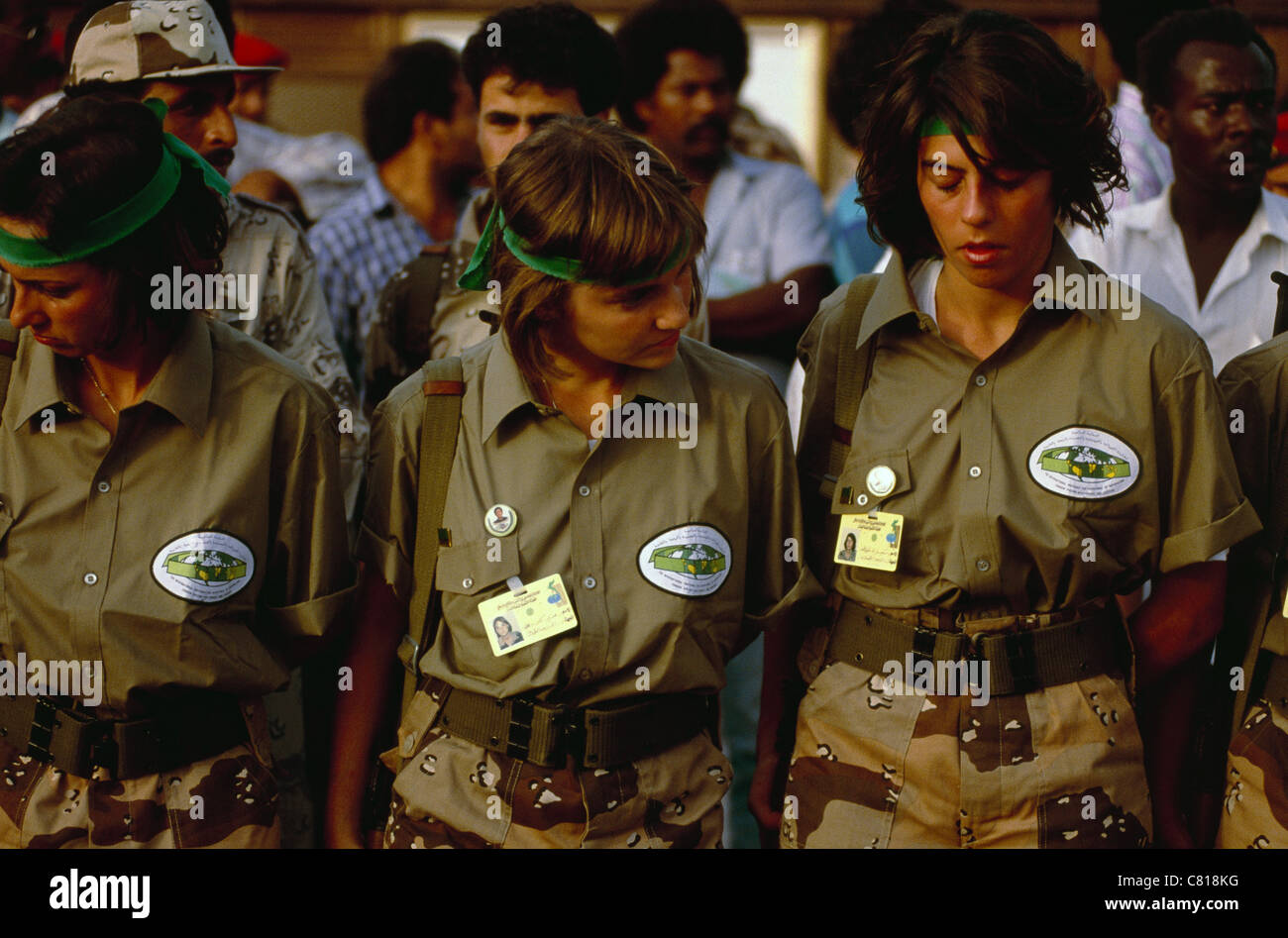 Women bodyguards, both Libyan and foreign, belonging to a special unit guarding Libyan President Muammar Gaddafi. Stock Photo