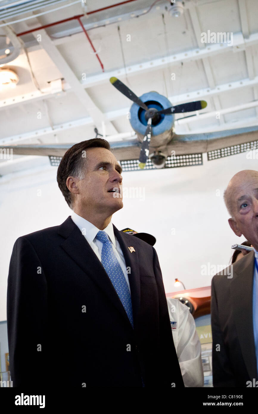 Republican presidential candidate Mitt Romney visit to the aircraft carrier USS Yorktown museum on October 6, 2011 in Charleston Stock Photo