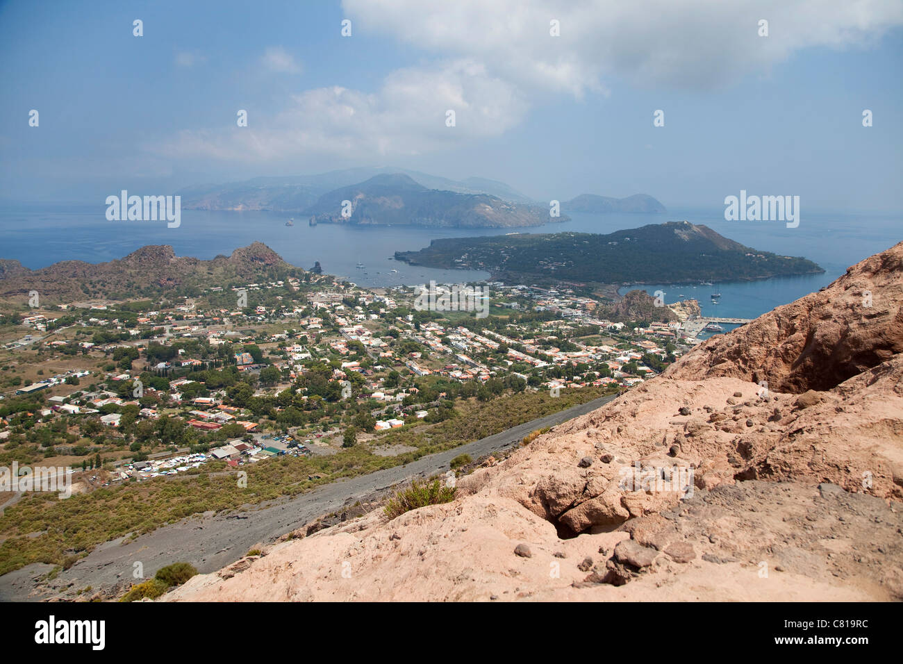 The island of Vulcano, the Gran Cratere, active volcano in Eolie, Aeolian Islands, Sicily, Sicilia, Italy, Europe Stock Photo