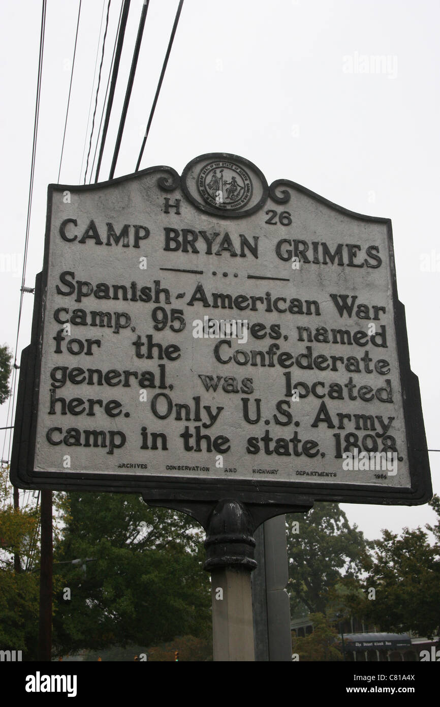 H26 CAMP BRYAN GRIMES SpanishAmerican War camp, 95 acres, named for