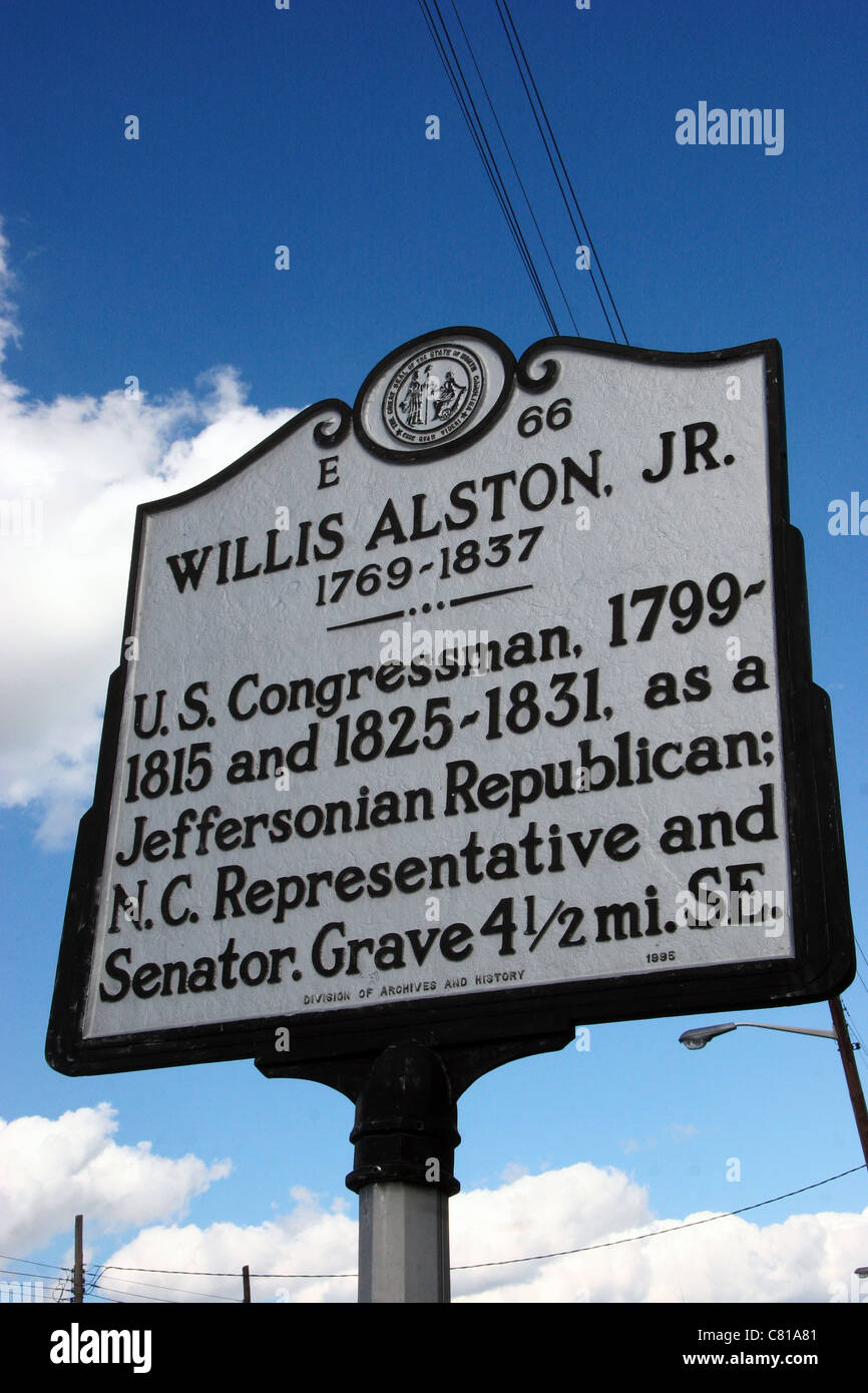 E66 WILLIS ALSTON, JR.  U.S. Congressman, 1799-1815 and 1825-1831, as a Jeffersonian Republican; N.C. Representative and Senator Stock Photo