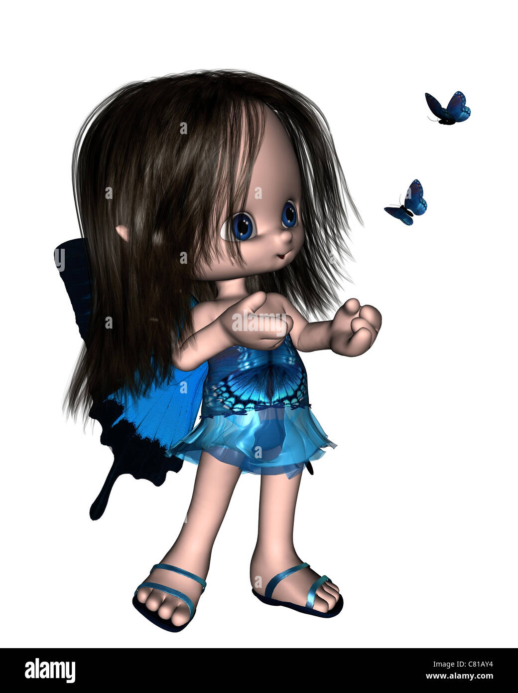 Toon Butterfly Fairy - Blue Stock Photo