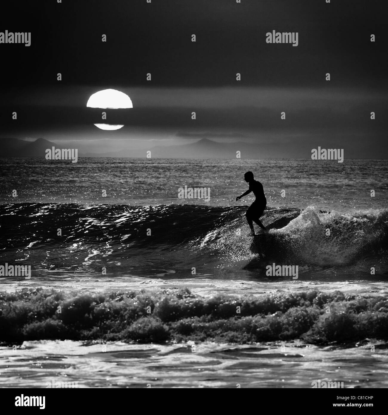 Ocean wave surfer Black and White Stock Photos & Images - Alamy