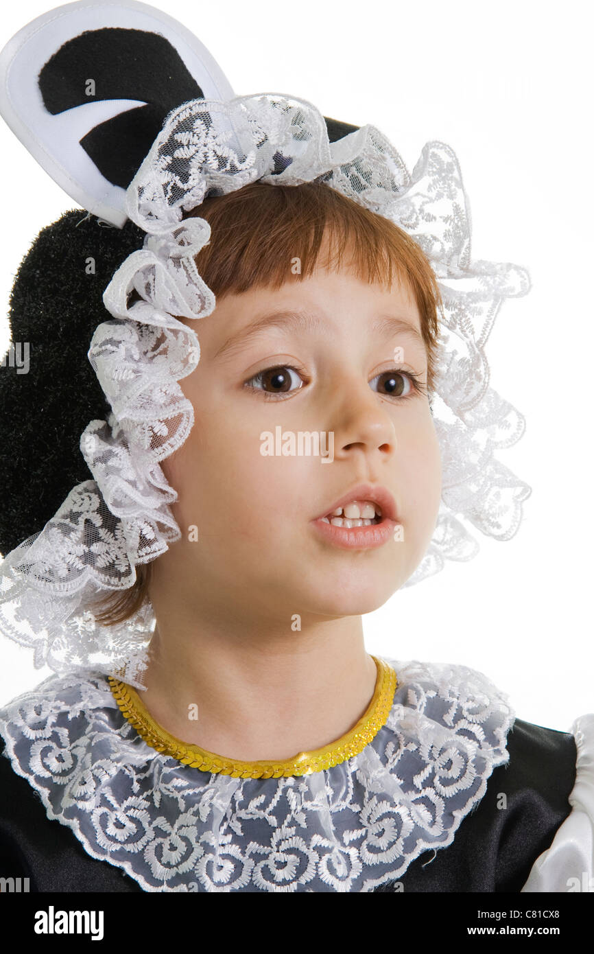Small girl is dressed at bee costume Stock Photo