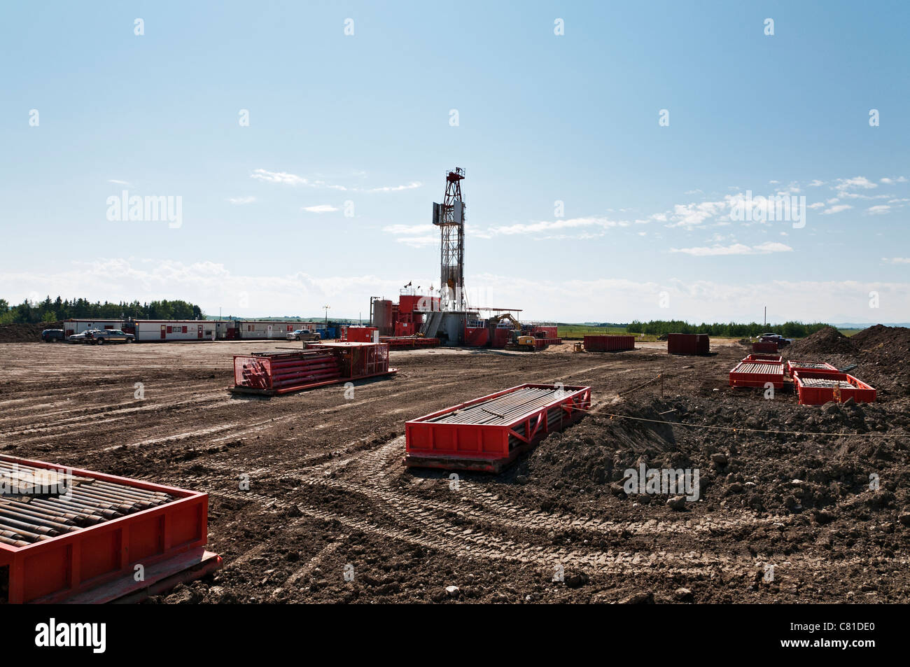 Crude oil exploration, Alberta, Canada Stock Photo