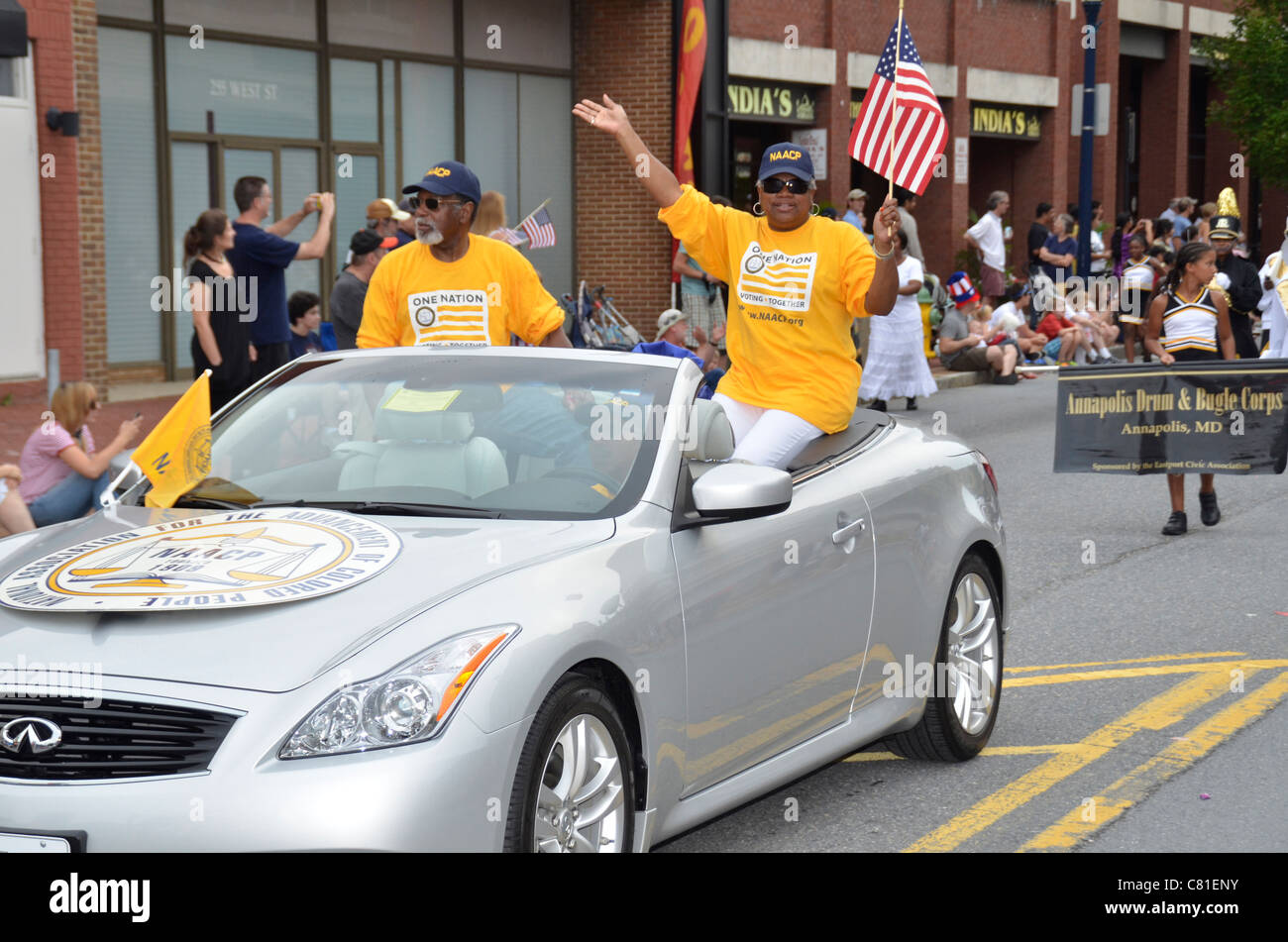 members of the Md NAACP in a July4 parade in Annapolis, Maryland Stock Photo