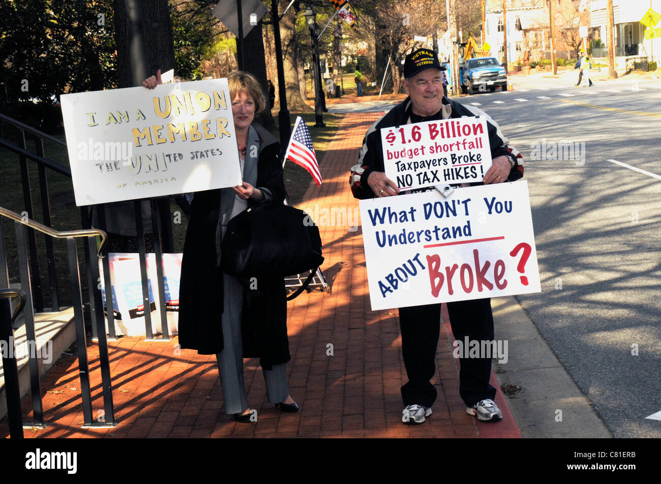 Anti union protester in Annapolis, Maryland Stock Photo