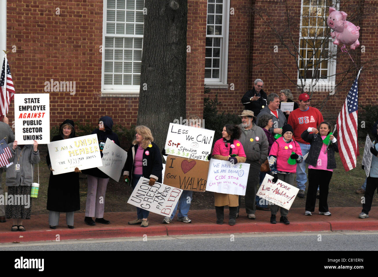 Anti union protesters in Annapolis, Maryland Stock Photo