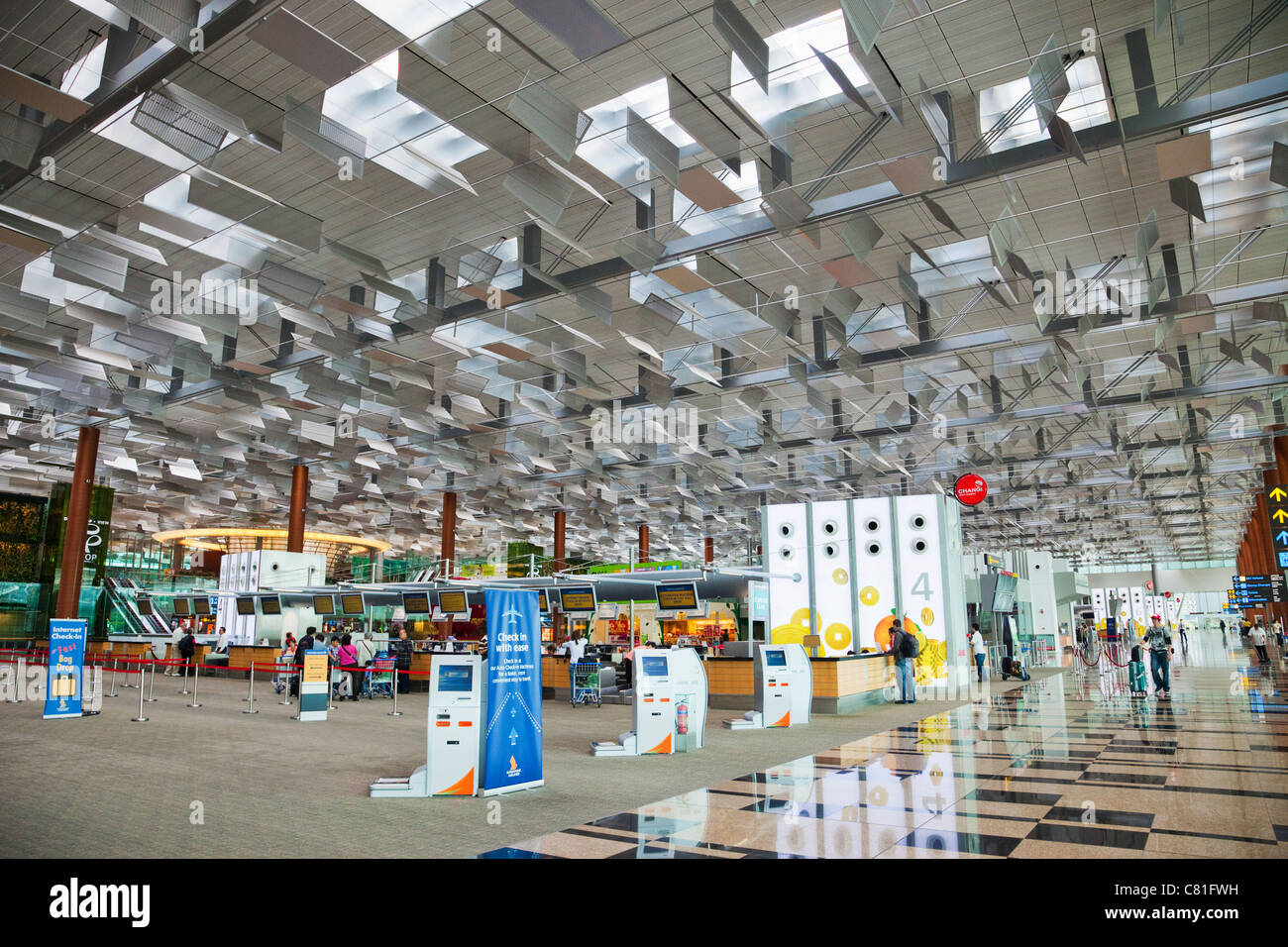 Singapore, Changi International Airport, Interior of Terminal Check In Area Stock Photo