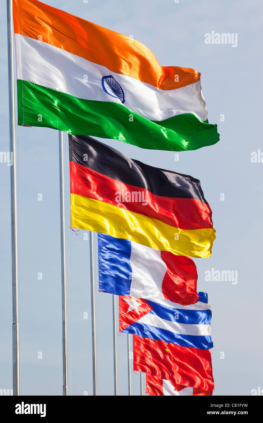 Selection of International Flags Stock Photo