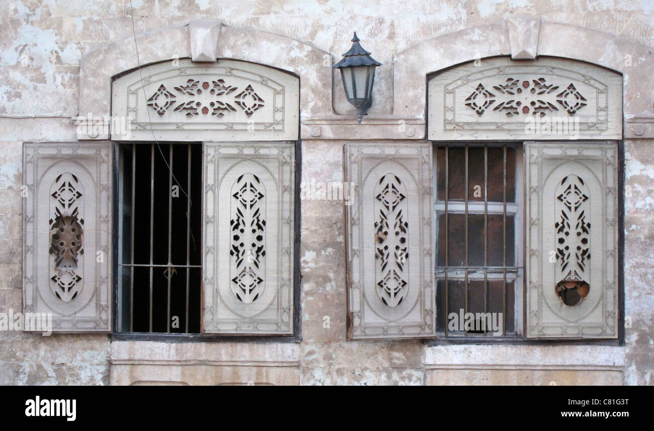 Aleppo, Syria, Syrien oldtown Altstadt windows Fenster Stock Photo