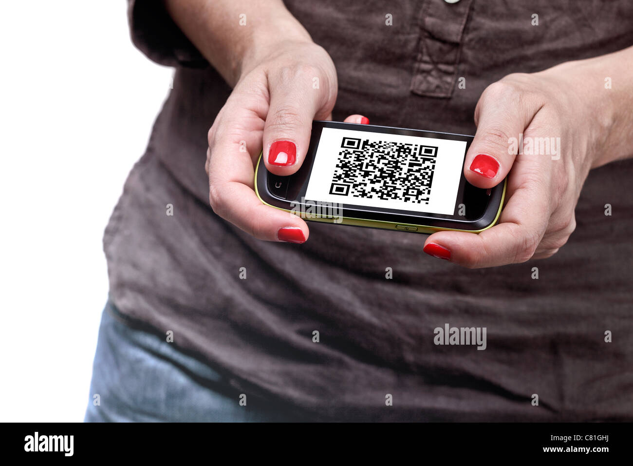 detail of smarphone with qr code Stock Photo