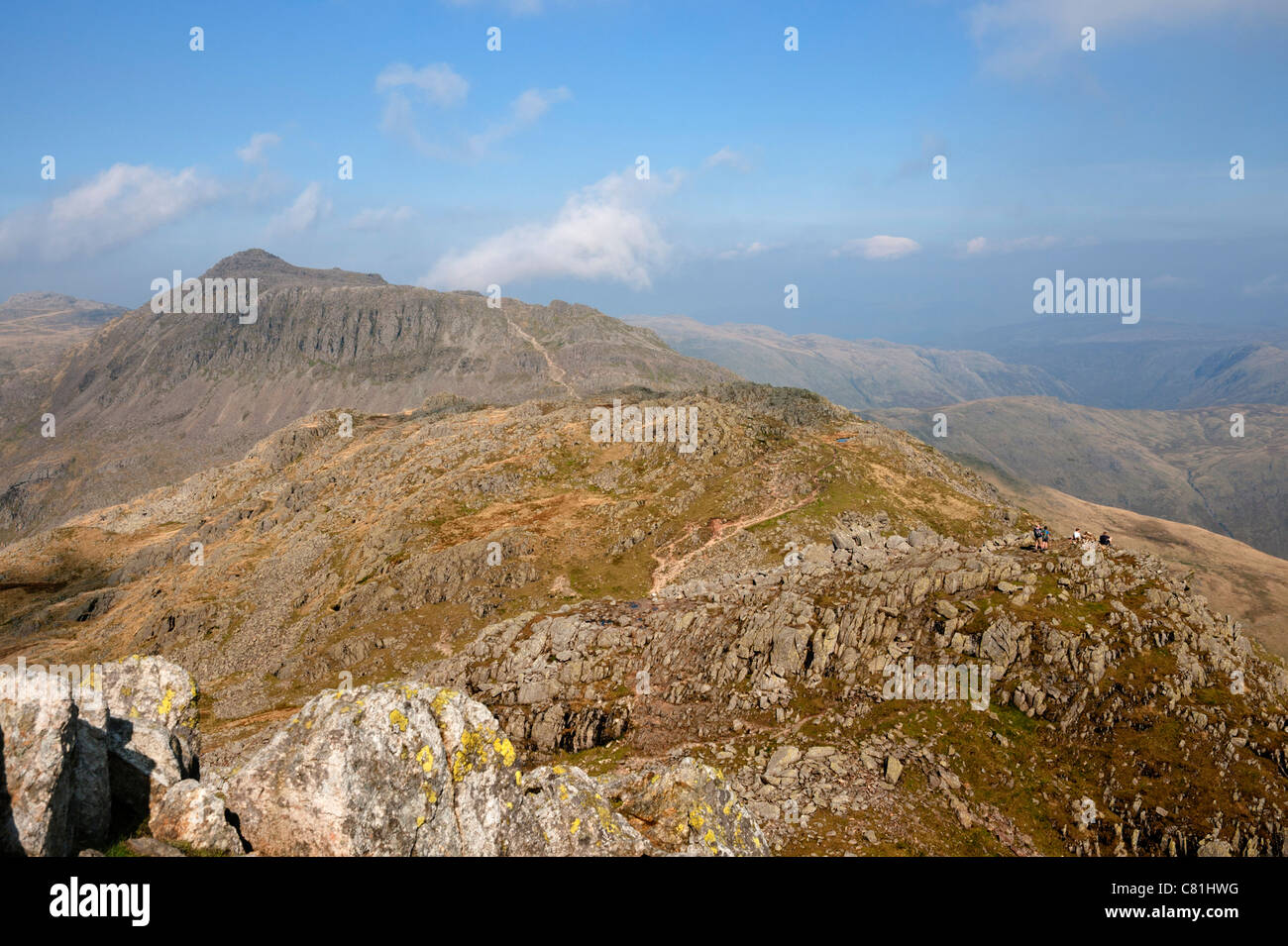 Crinkle Crags and Bowfell, peaks in the Lake District, Cumbria, UK Stock Photo