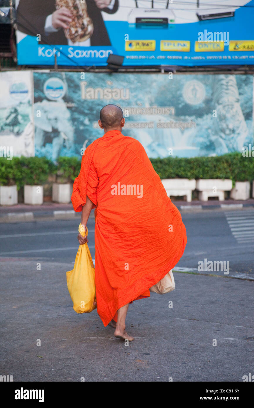 Thailand, Bangkok, Monk and Advertising Billboard Stock Photo Alamy
