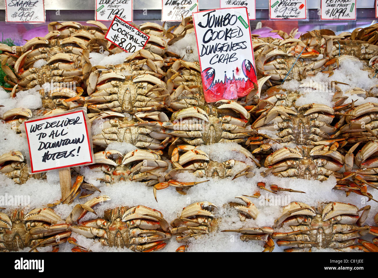 Dungeness crabs. Pike Place market. Seattle. USA Stock Photo Alamy
