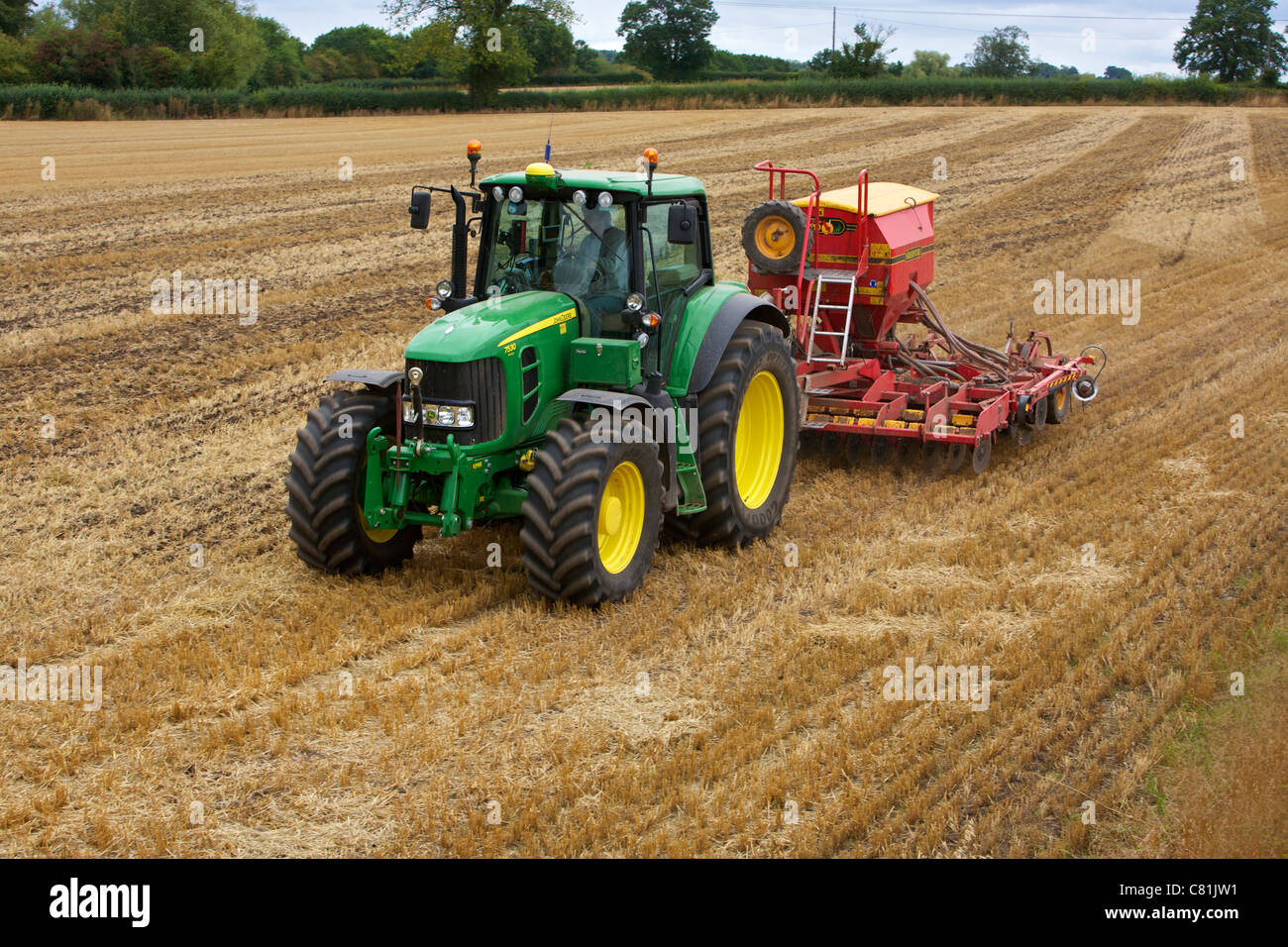 Direct Drilling of Grass Seed with a John Deere 7530 Stock Photo Alamy