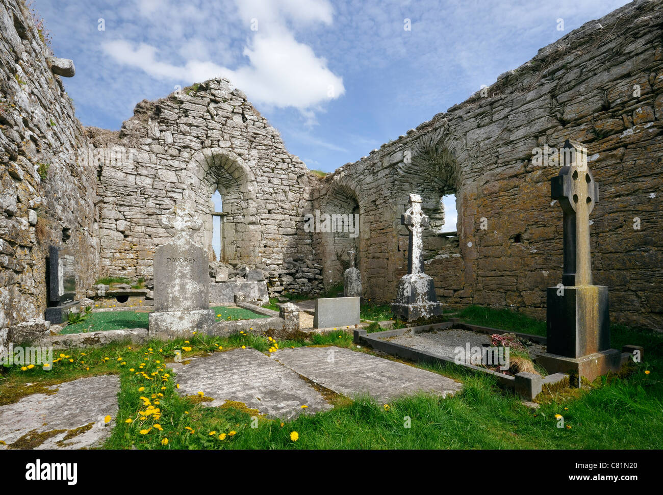 13th century Carron Church in the Burren, Co. Clare, Ireland Interior view Stock Photo