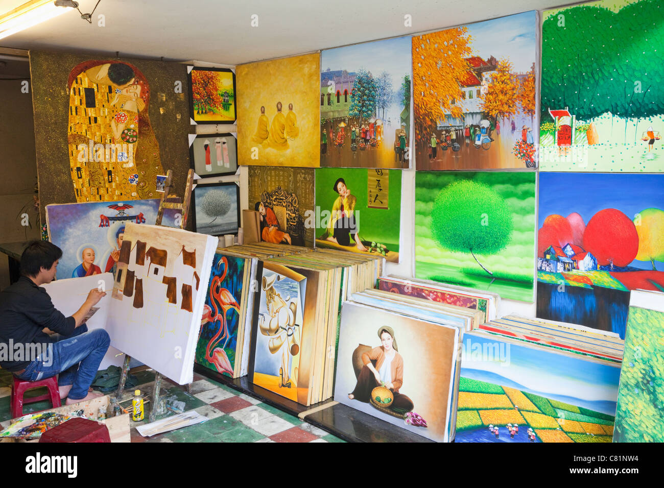 Vietnam, Hanoi, Typical Art Shop Stock Photo Alamy