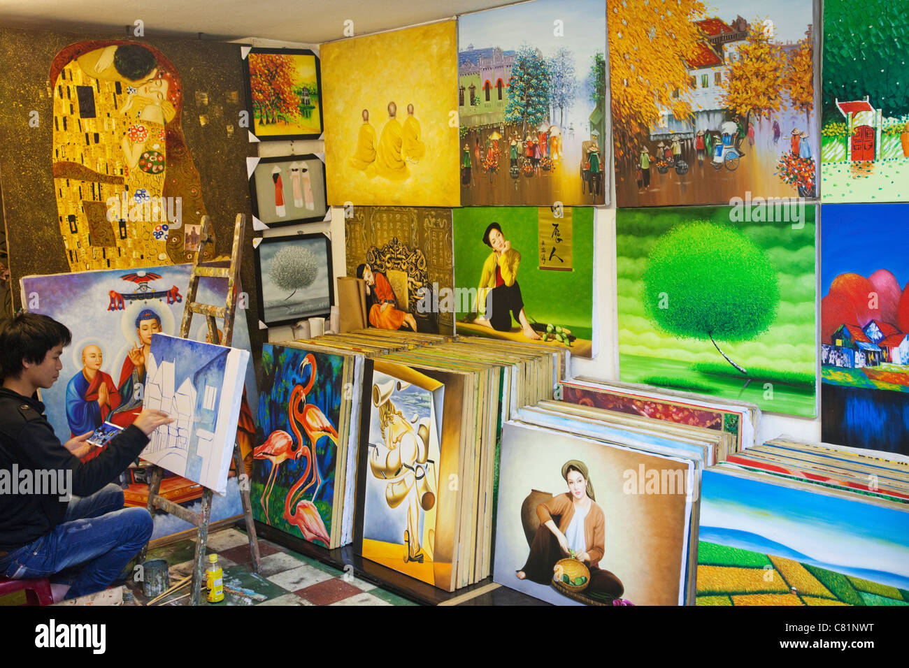 Vietnam, Hanoi, Typical Art Shop Stock Photo Alamy