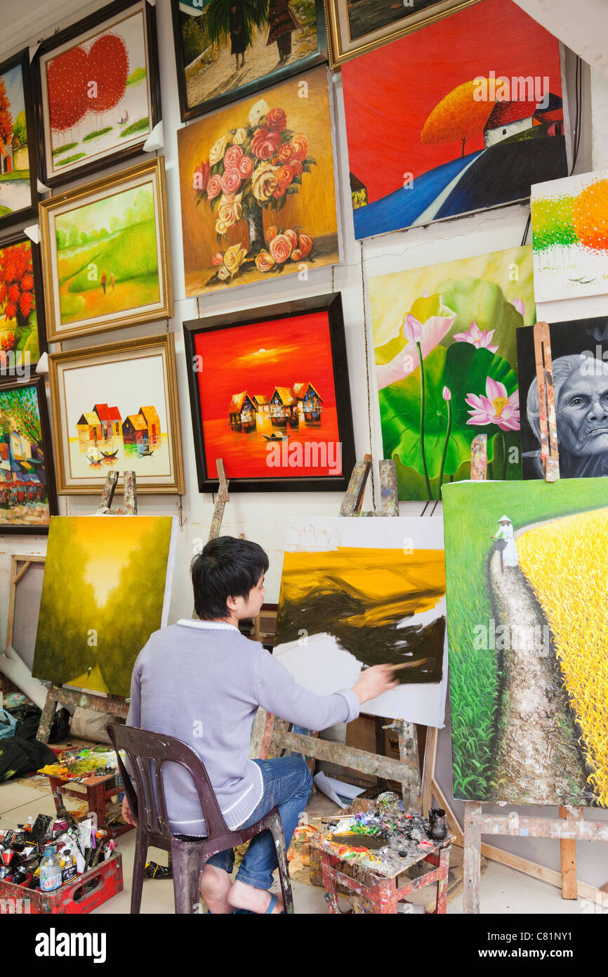 Vietnam, Hanoi, Typical Art Shop Stock Photo Alamy