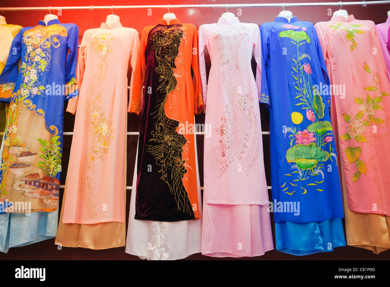 Vietnam, Hanoi, Traditional Aodai Dress Display Stock Photo Alamy