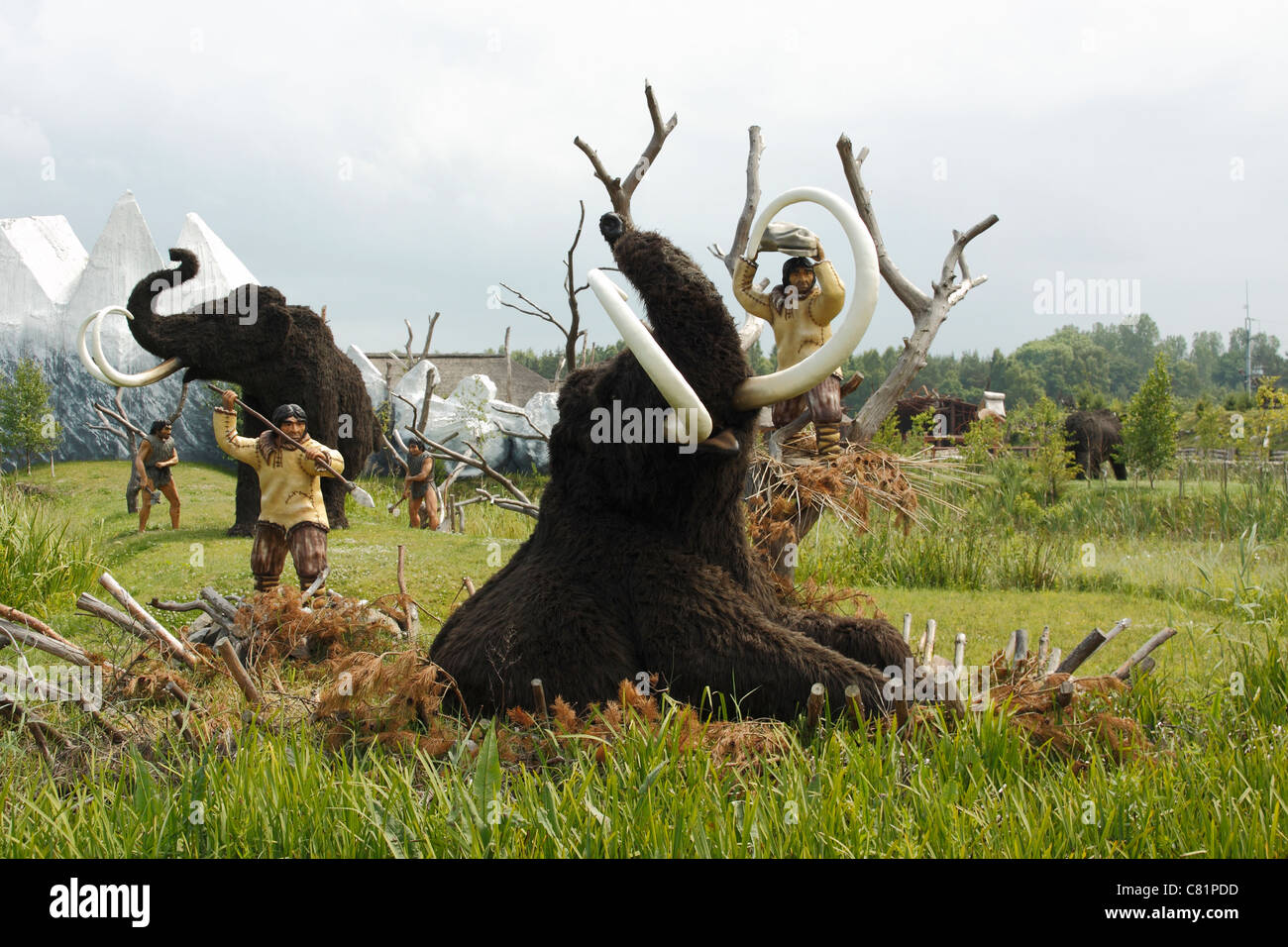 Mammoth Hunt In Leba Park Dinosaur Theme Park Poland Stock Photo Alamy
