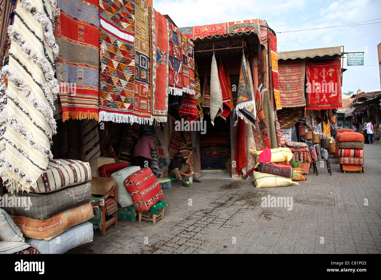 Marrakech Carpet Shop Stock Photo Alamy