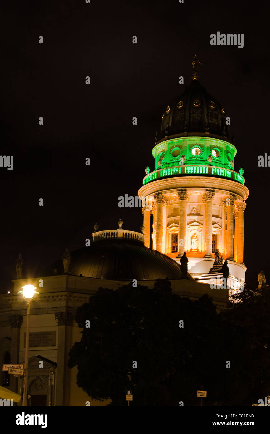 Image taken at night of the Deutscher Dom during the Festival of Lights in Berlin in October 2010. Stock Photo