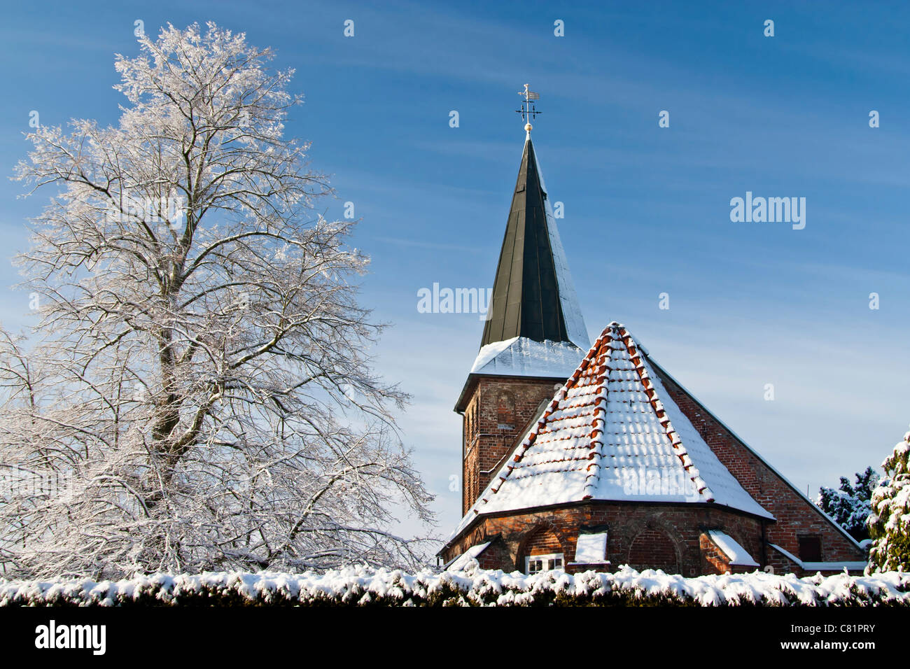 The Gertruden Chapel during winter on the Gertruden graveyard in Oldenburg, which is the oldest Christian building in Oldenburg Stock Photo