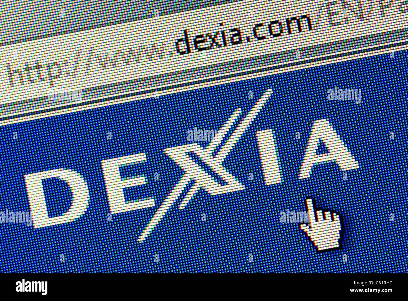 Dexia bank logo and website close up Stock Photo