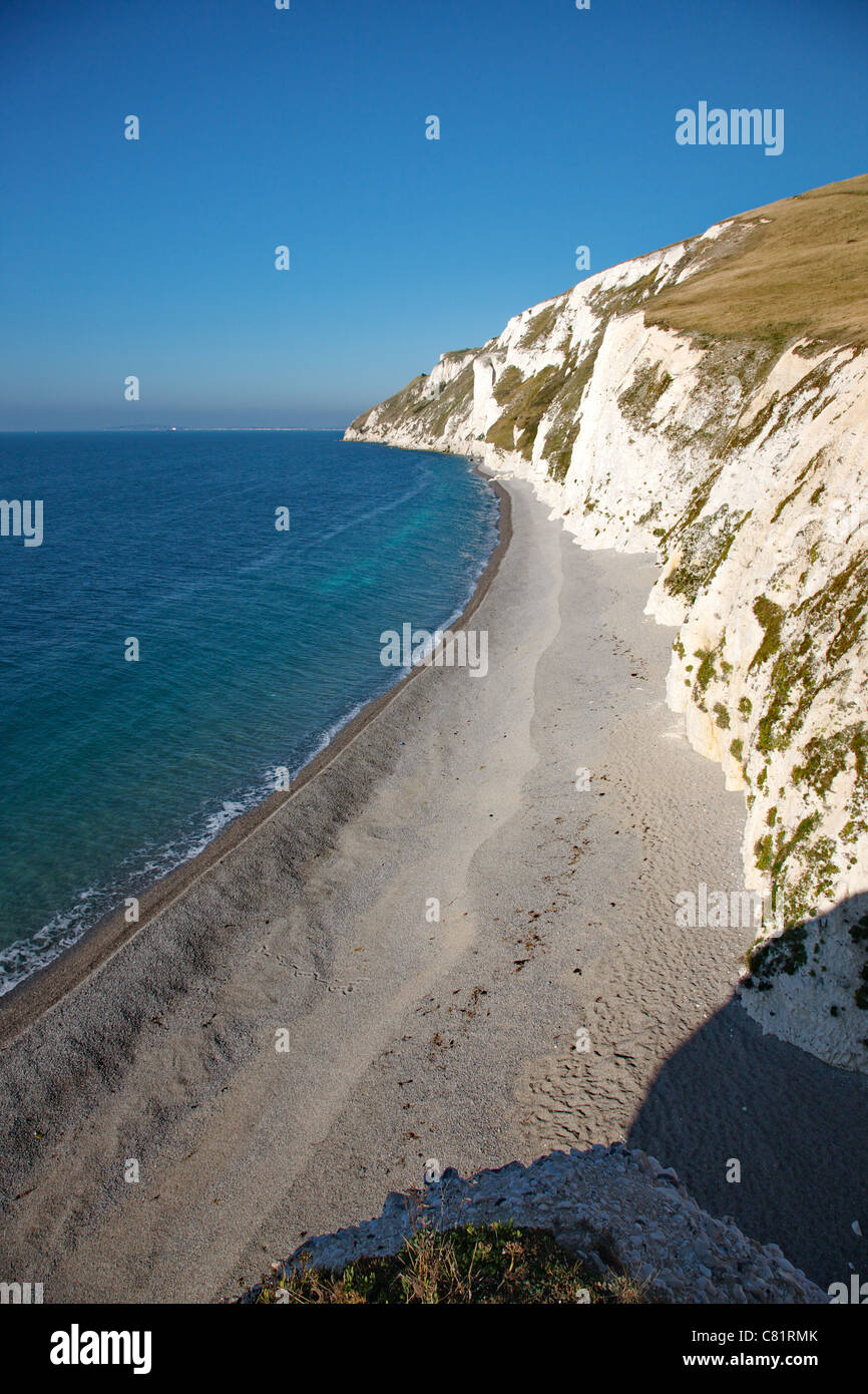 Chalk cliffs of White Nothe between Weymouth and Durdle Door on the