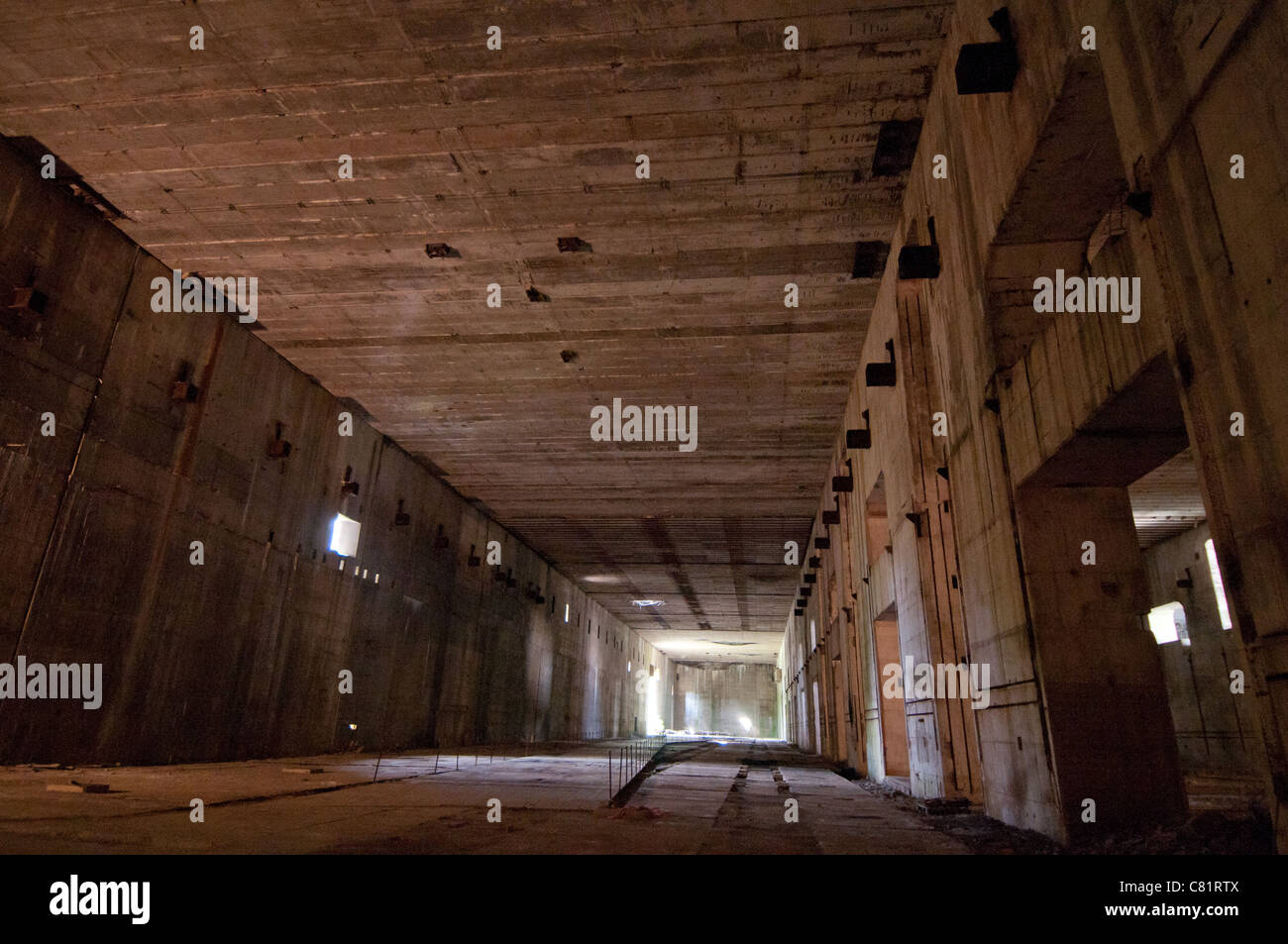 Interior of Second World War German U boat bunker 'Valentin' Stock Photo