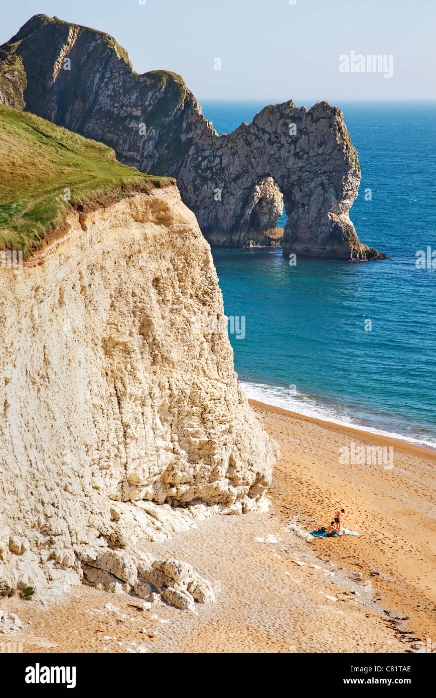 Durdle Door natural arch in the sea cliff near Lulworth Cove in Dorset Stock Photo