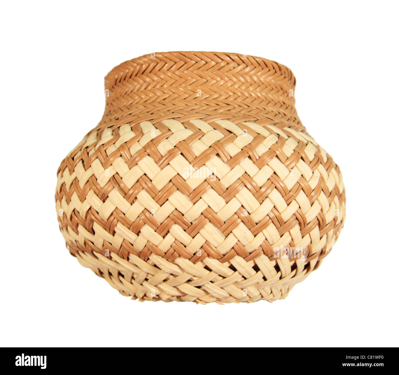 side view of brown and tan Mexican basket isolated on a white background Stock Photo