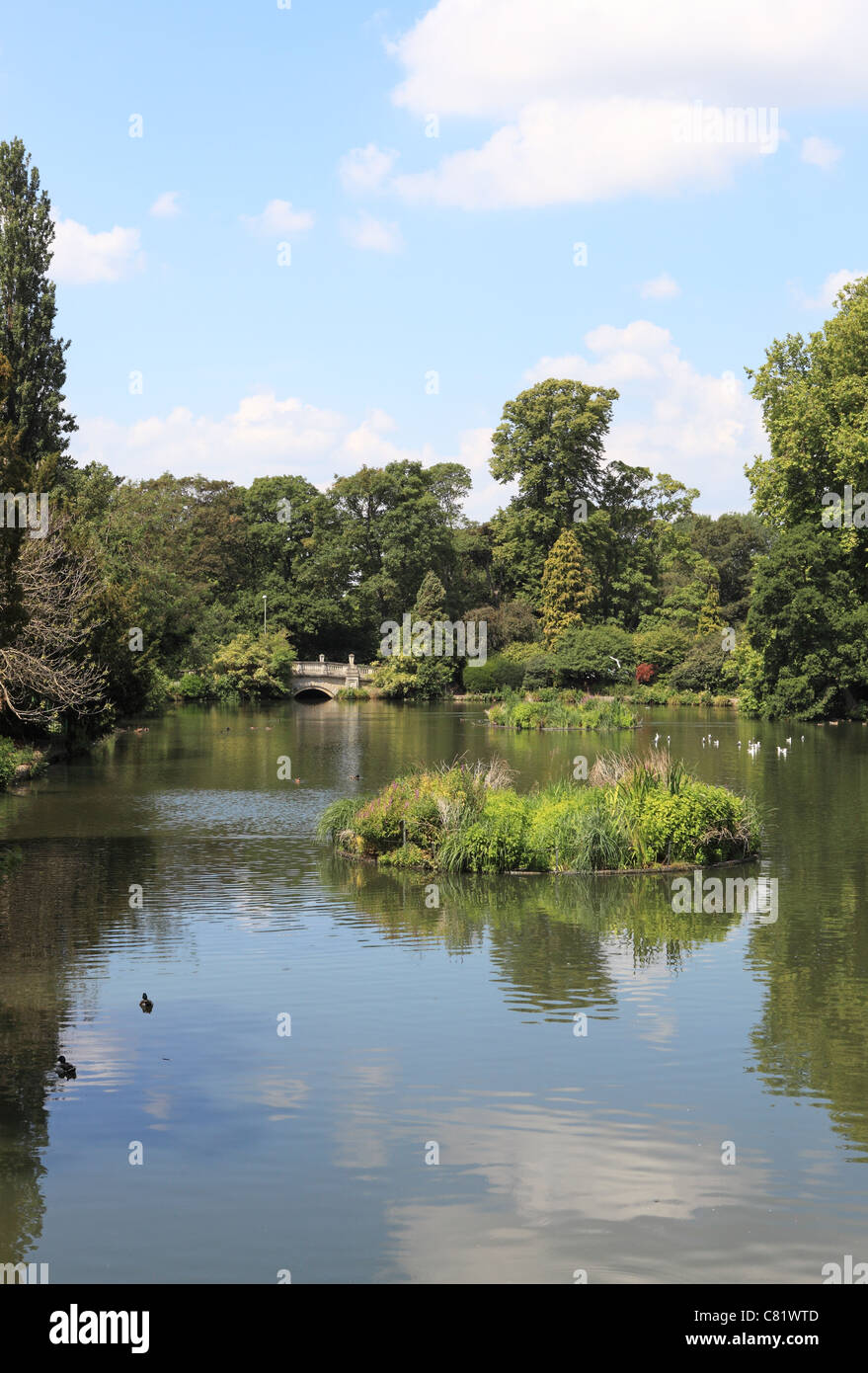 The ornamental lakes of Pittville Park, Cheltenham Spa, Gloucestershire, England, UK Stock Photo