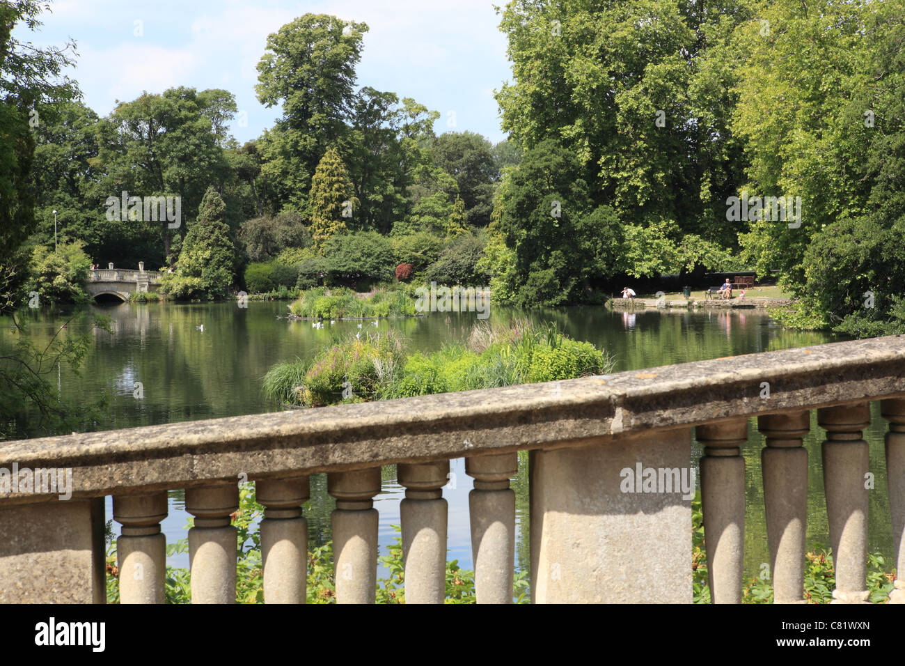 The ornamental lakes of Pittville Park, Cheltenham Spa, Gloucestershire, England, UK Stock Photo